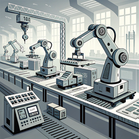 machines on an assembly line